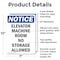 Signmission Elevator Machine Room No Storage Allowed, 7 in W x Rectangle, Aluminum OS-2PACK-NS-A-710-V-11732 - alternate 3